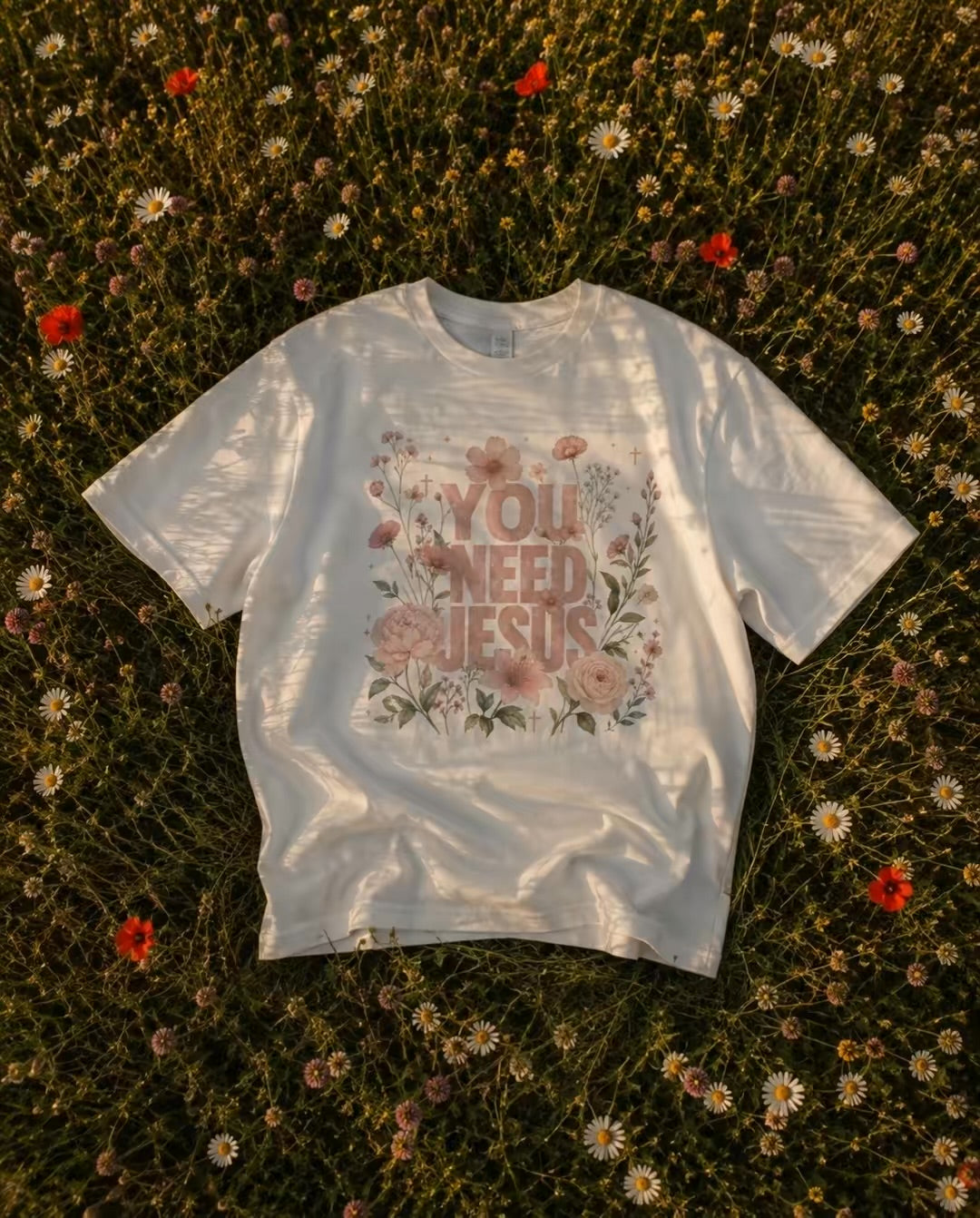 “You Need Jesus" Floral Graphic Tee