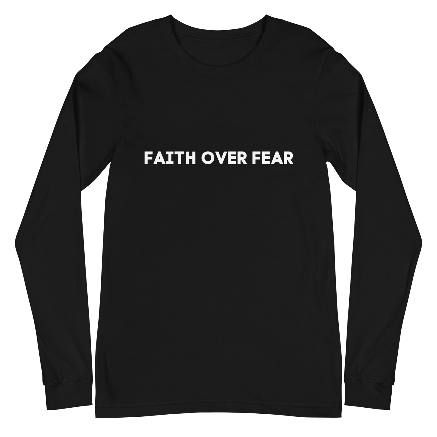 Faith Over Fear Faith-Based Long Sleeve T-Shirt – Black