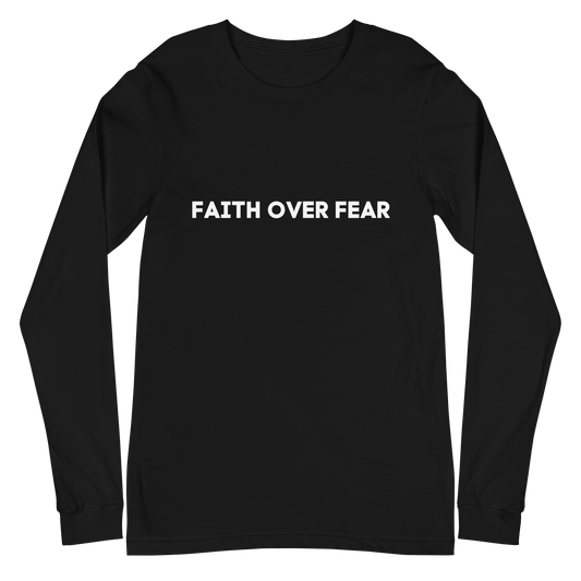 Faith Over Fear Faith-Based Long Sleeve T-Shirt – Black